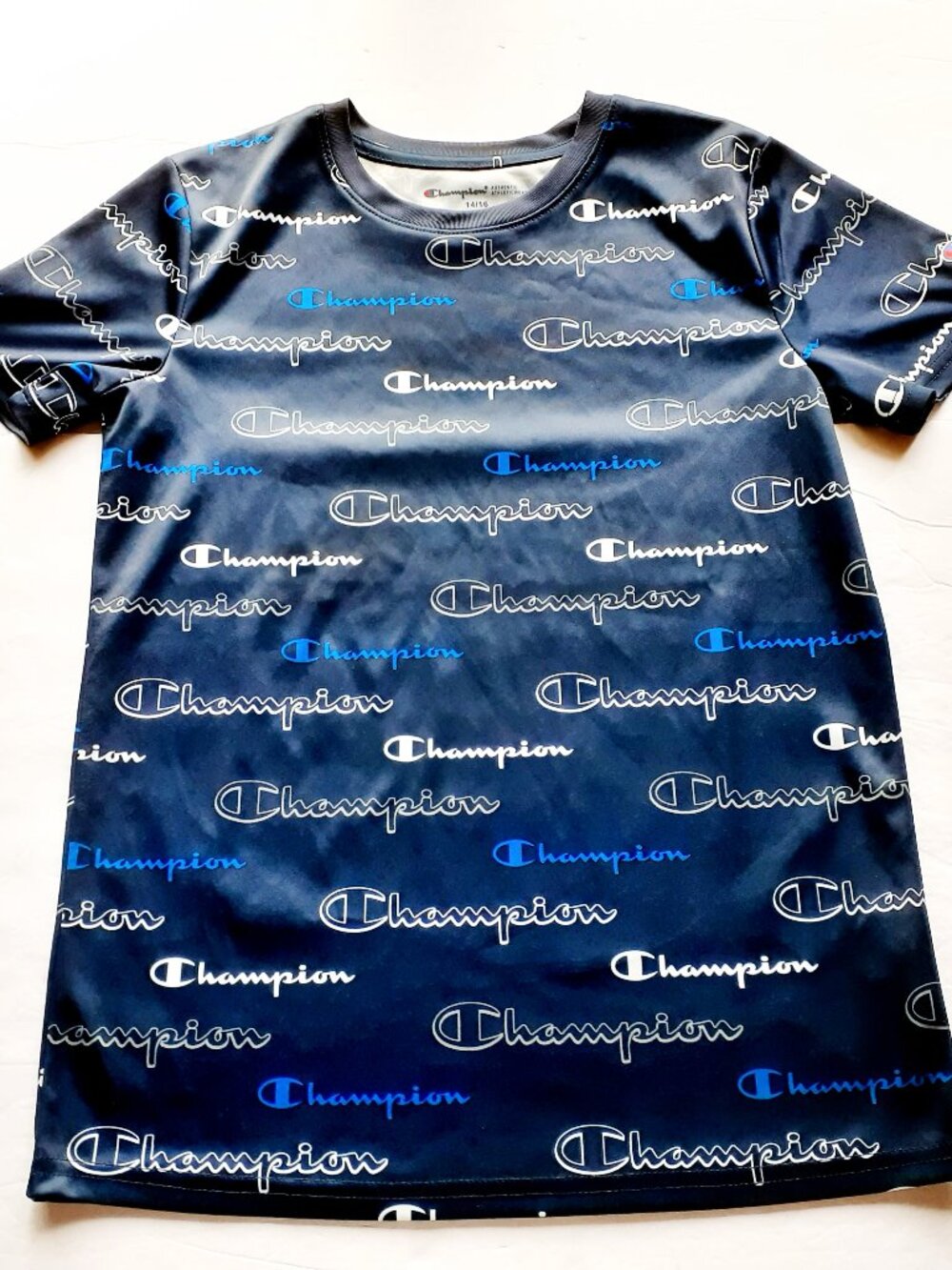 Champion Boys T-Shirt Active Navy Short Sleeve Athletic Logo 14-16